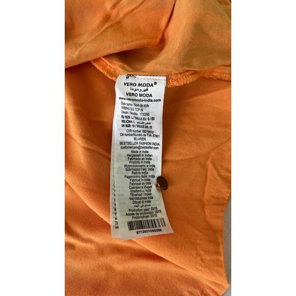 Vero Moda Silver Palms Trees Sunset Orange Cropped Top - Size Large - Picture 4 of 9